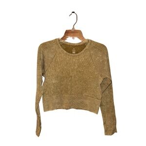 aerie Olive Green Cropped Sweatshirt